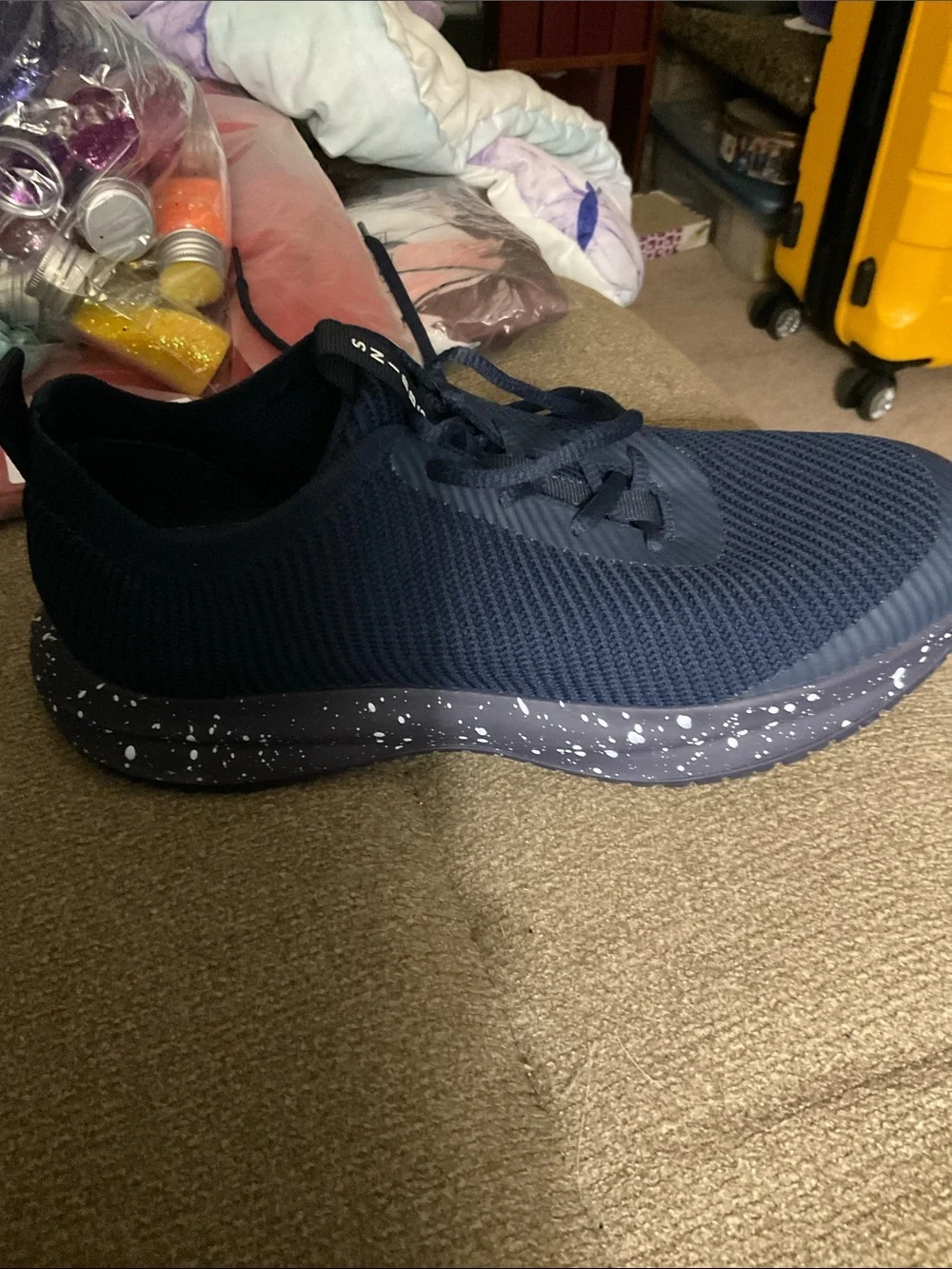 Men's Navy Knit Athletic Lace-Up Shoes